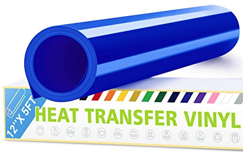 ARTCUT Iron on Vinyl, Heat Transfer Vinyl Roll, 12 x 5ft Blue HTV | Heat Transfer Vinyl, Iron-on Craft Vinyl for Fabric, Clothing, Shirts and All Surfaces