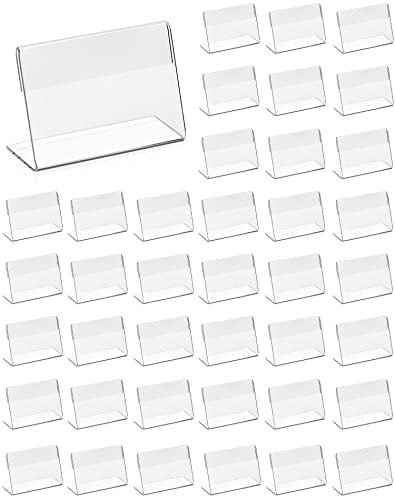 QWORK® 40 Stück Acryl Etikettenhalter, Klein Namenskarten Halter Visitenkarten Display für Büro Schulen Shop Einkaufszentren (6 x 4 cm)