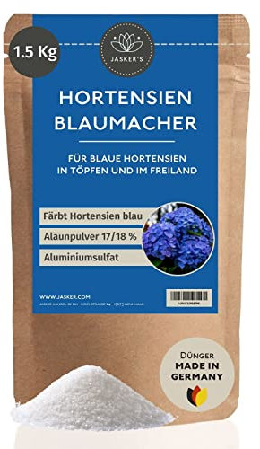 Hortensiendünger Blau 1.5 Kg Alaun - 100% Hortensienblau - Alaunpulver zum Blaufärben von Hortensien - Dünger Hortensien Blau - Hortensienblau mit Aluminiumsulfat - Blaudünger für blaue Hortensien