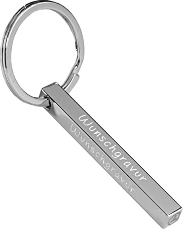 Tidero Cuboid Schlüsselanhänger mit Wunschgravur personalisiert - Gravur Wunschtext aus Edelstahl - Geschenk Weihnachten Männer Frauen - Quader personalisierbar - Silber