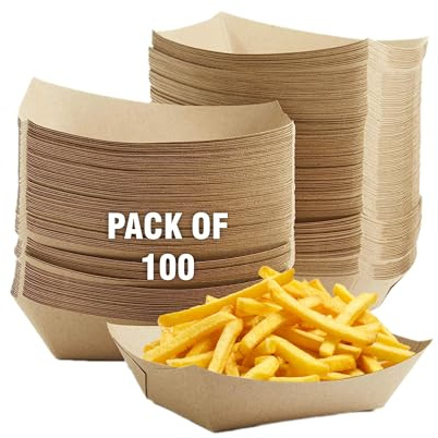 2lb Natural Kraft Paper Food Trays - Pack of 100ct