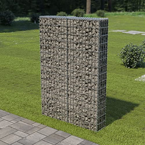 ZEYUAN Mur à Gabion avec couvercles Acier galvanisé 100 x 20 x 150 cm,Bordure Pierre,Kit Gabion,Gabion Jardiniere