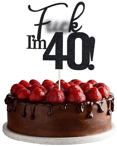 VIKY® Tortendeko 40 Geburtstag Frau Mann, 40. Kuchendeko Geburtstag | Torte Deko 40. Geburtstags, Cake Topper Geburtstag 40, Kuchendeko Geburtstaeg Schwarz, 40 Geburtstags Party Kuchen Deko