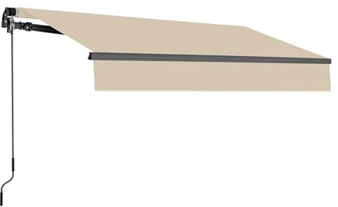 HOMEDEMO Gelenkarmmarkise Markise mit Handkurbel, 300x250cm, Beige, Sonnenmarkise Terrassenmarkise Winkel Einstellung(5-60°), Balkon Markisen mit Wasserdichter Beschichtung inkl. Wandhalterung