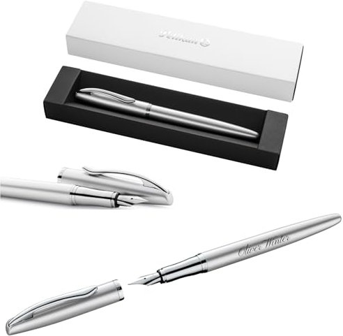 Pelikan Jazz® Noble Elegance P36 Füllhalter mit Gravur Geschenk - einzigartige Stifte mit Namen - personalisierte Geschenke - Füllfederhalter personalisiert (Silber)