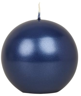 G Decor Grace Candela a colonna (sfera) verniciata blu navy luccicante metallizzato brillante