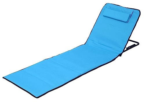 Strandmatte mit Rückenlehne - Klappbare Chaiseliege für Garten, Terrasse, Rasen - Leichte Tragbare Sonnenliege mit Kissen - Strandkorb für Entspannung im Freien