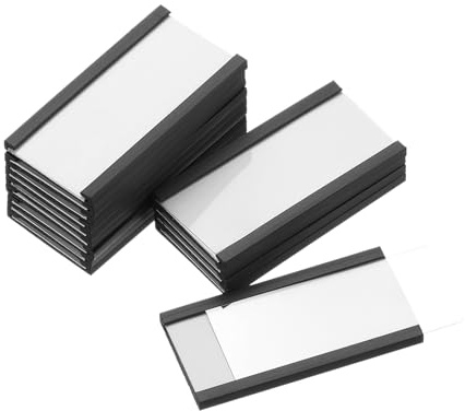 QUARKZMAN 50 Stück C-Kanal Magnetetiketten, 50×25mm Magnetische Etikettenhalter mit Papiereinlage Schutzfolie, Namensschilder Magnet für Metallregal, Schließfach und Whiteboard