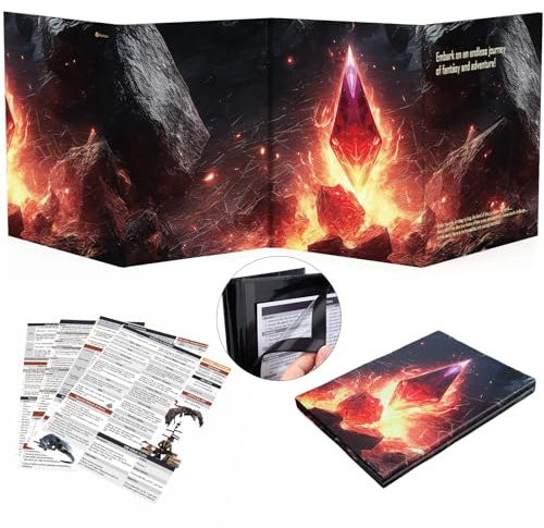 Haxtec DND DM Screen, Dungeons and Dragons Master Bildschirm, vierteilig mit magnetischen Taschen, DM Bildschirm für Brettspiel-Meister, TTRPG-Zubehör, D&D Geschenke für DM Dungeons Masters