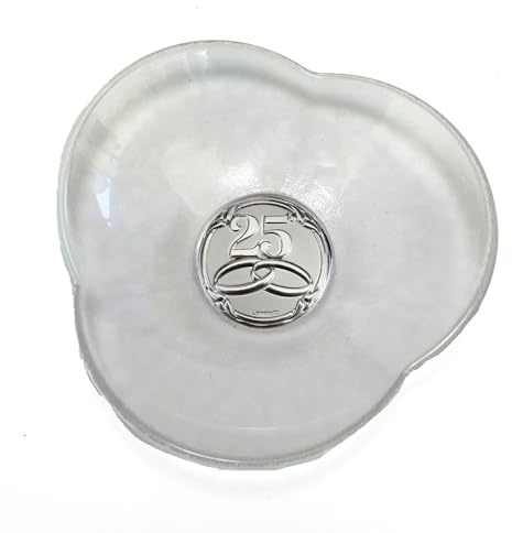 DLM-A170 kit 6 Bomboniere svuotatasche piattini portacioccolatini cm 12x12x3 ciotole fiore in vetro per 25 anniversario di matrimonio nozze d'argento con 6 scatole utili per confezioni regalo