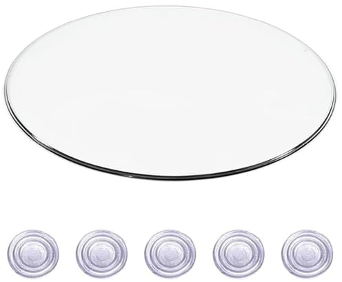 BVDHASDBT Klarglas, 380–450–900 mm, runde Tischplatte aus gehärtetem Glas, für Esstische, Couchtische, Gartentische, transparent, rund, gehärtet, Glasplatte (45 cm)