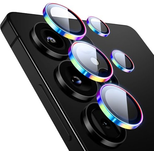 ESR Protezione per l'obiettivo della fotocamera per Samsung Galaxy S25 Ultra, Protezioni individuali in vetro temperato ultra-sottile resistente ai graffi con bordi in alluminio, 1 Set, Multicolore