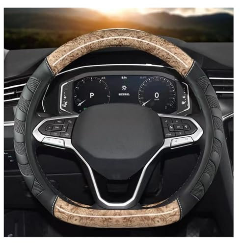 Lenkradhüllen Für VW Für Golf 7 8 Polo Für Scirocco Für Jetta 6 Für Santana 2014 2015 2016-2021 D-Form Autolenkradabdeckung Lenkradbezug(BEIGE)