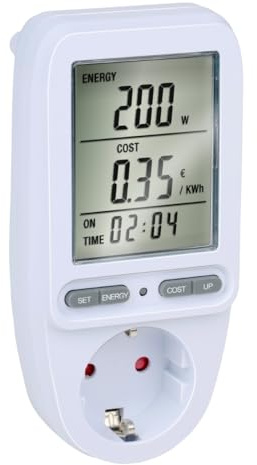 Grundig Strohmzähler für Steckdose - Strommessgerät zur Kosteneinsparung - Energiekostenmessgerät max. 3680 W - Stromverbrauchsmesser mit LCD-Display