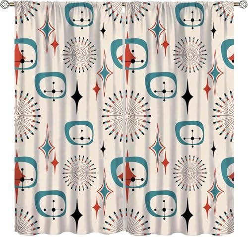 Vorhang Kinderzimmer Bunte Abstrakte Geometrie Kinder Vorhänge Mit Ösen Polyester Gardinen Thermovorhang Blickdicht Ösenschal Kindergardinen 140X160 cm (B + H) Für Wohnzimmer,2Er Set-851615129