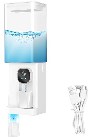 Automatischer Mundspülungsspender für Badezimmer, 700ml berührungsloser Mundspülungsspender für die Wandmontage mit 2 Spenderstufen und 2 magnetischen Mehrwegbechern (Weiß)