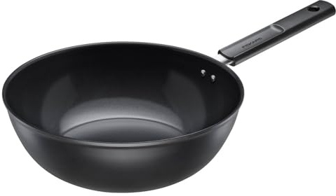 Fiskars Wokpfanne, Hard Face, Durchmesser 28 cm, Füllmenge: 4,5 Liter, Für alle Kochfelder geeignet, Antihaftbeschichtung, Kratzfest, Aluminium/Kunststoff, Schwarz, 1075523