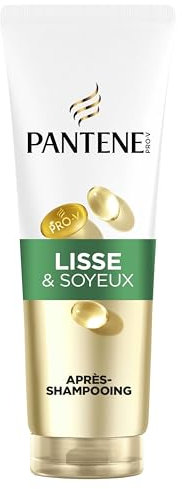 Pantene Pro-V Lisse & Soyeux Après-Shampoing 230ml pour Cheveux Frisés et Ternes, Usage Quotidien, Complexe de Pro-Vitamine B5 et Nutriments, Sans Huiles Minérales et Colorants, Active Nutri-Plex