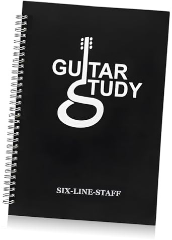 Veemoon Gitarren Notenbuch A4 mit Spiralbindung für Musikpartitur | Schwarz, Pp und Papierausführung, Ausreißbare Seiten, Leicht und Wetterfest, für Anfänger im Gitarrenbereich
