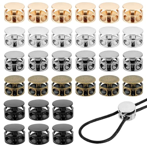 PH PandaHall 40pz Fermacorda in Metallo 14mm Fermacorda a Molla Foro Doppio, 5 Colori Fermi per Cordino per Borse con Coulisse Lacci Delle Scarpe Cordino di Fissaggio