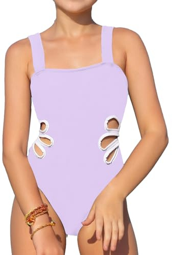 Beichwtd Badeanzug Mädchen, Einteiliger Badeanzug mit Verstellbaren Schultergurten, Einfarbiger Abdeckrock, Badeanzüge Kinder Schwimmanzug Bikini Teenager
