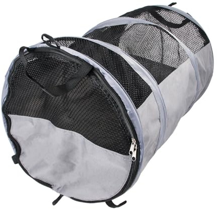 Tragbares Camping-Faltzelt, wasserdicht, geeignet für 25 kg große Hundezelte, Käfig für drinnen und draußen, atmungsaktive, transparente Netzwand (grau, Größe S: 57 x 41 x 41 cm)
