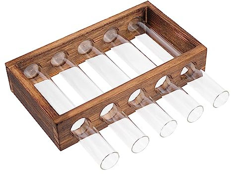 Happyyami Reagenzglasvase Vasen für Mittelstücke Vermehrung Röhren hydroponisches Reagenzglas einmachgläser Glaspflanzer Terrarium hydroponischer Pflanzer Glasvasen für zu Hause Holz