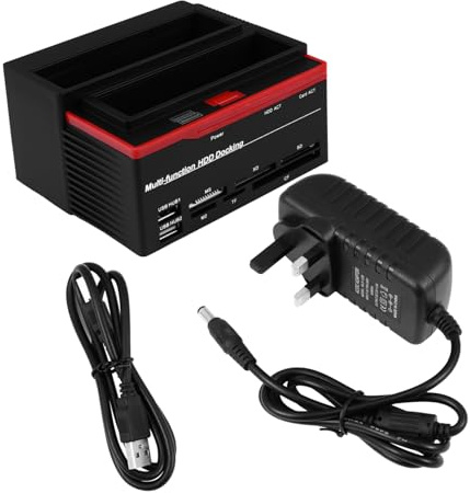 Operitacx Hard Disk Base Docking Station Hub USB Expansion Hub Interfaces Two Position with Dual Disk Slots and Data Transfer Function , Plastic Material Suitable for 6tb and 2tb Hard