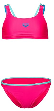 ARENA Mädchen Feel Girls' Solid Two Piece Tweens Casual Bikini Pool Or Beach Bathing Suit Zweiteiliger Badeanzug, Freak Rose/Water/Blue China, 24