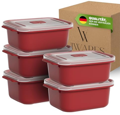 Viwares Lunchbox 2000 ml – Mikrowellenbehälter 5er Set für große Portionen, BPA-frei, auslaufsicher & stapelbar, Vorratsdose für Haushalt, Meal Prep, Camping & Familie