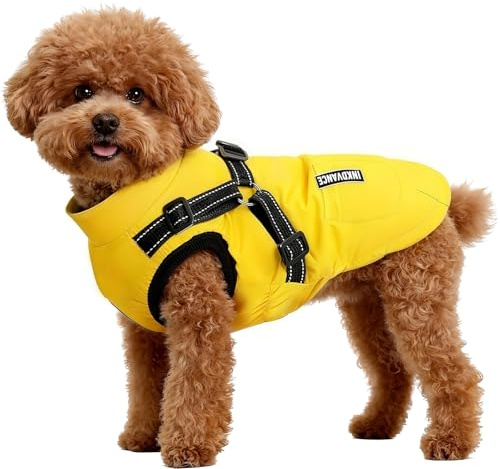Flow fire Winter Hundemantel Wasserdicht für Mittelgroße Hunde, Hundejacke mit Bauchschutz, Hunde Wintermantel Reflektierend M(S)