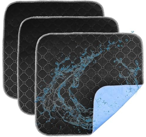 3 Stück Waschbare Inkontinenz Sitzauflage, Inkontinenzunterlage Waschbar 50x50cm, wasserdichte & Saugstarke Unterlage für Rollstuhl, Auto, Sofa - Wiederverwendbar & Hautfreundlich
