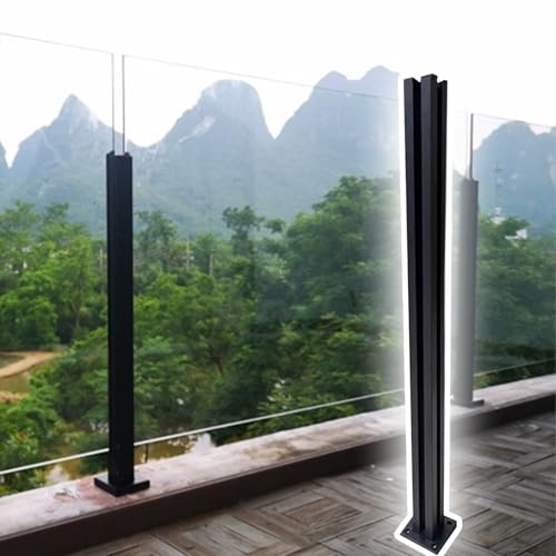 Paletto per balaustra in lega di alluminio nero per scala interna e soppalco personalizzabile 180 cm con fori preforati Adatto a ringhiera in vetro temperato da 10 12 mm