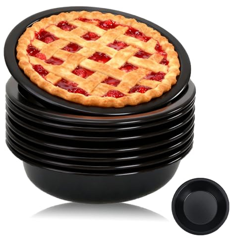 REROON Lot de 8 mini moules à tarte individuels de 13 cm pour la cuisson - Moules à gâteau ronds antiadhésifs en acier carbone pour four et casserole, poulet, tartes, quiches, biscuits