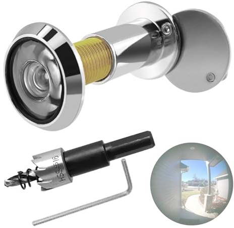 SHUOHONG Ring Türspion mit Sichtschutz 220° Weitwinkel Optische Glaslinsen, Türspione Bohrloch Ø 16mm mit Türspion Abdeckung, Einstellbare Länge Spion Türspione für 35-60mm Türen, mit 1 x Bohrer