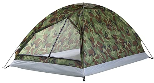 LFCKVX Tents Camouflage Tent 2 Person Single Layer Outdoor Portable Camping Equipment, GreenM