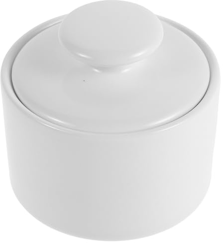 SECFOU Zuccheriera in Porcellana Bianca con Coperchio Design Compatto e Salvaspazio per Cucina e Ufficio Contenitore Ermetico per Zucchero e Caffè con Apertura Facile
