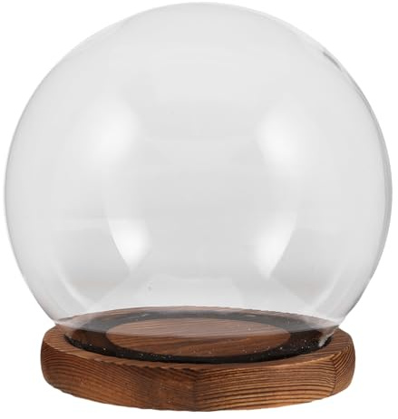LOLIPPYY Cloche en Verre Ronde Φ15 CM avec Socle Style Vintage Dôme Protecteur Anti-Poussière pour Fleurs Stabilisées Petite Vitrine Transparente pour Décoration et Exposition