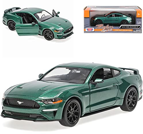 alles-meine.de GmbH Ford Mustang VI Coupe Grün Edition 50 Jahre Bullitt Steve McQueen Modell Ab 2014 Version ab Facelift 2017 1/24 Motormax Modell Auto mit individiuellem Wunschk..