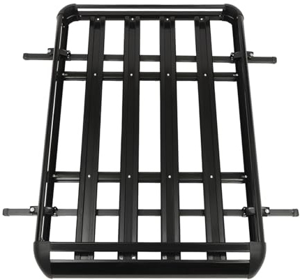 HeinaTond Universal Dachgepäckträger Auto Aluminium Dachkorb 150kg Tragfähigkeit Schwarz Einstellbare Breite für SUV Modelle Dachträger 140cm Gepäckträger für Auto Offroad Frachtkorb (140 * 100CM)