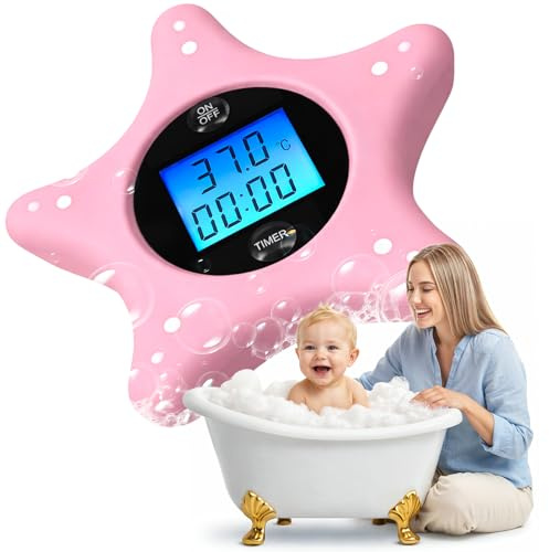 Termometro Bagno Neonato Digitale e Timer - Stella Marina in Silicone Morbido - Termometro ad Acqua Galleggiante - Giocattolo per Neonati e Bambini