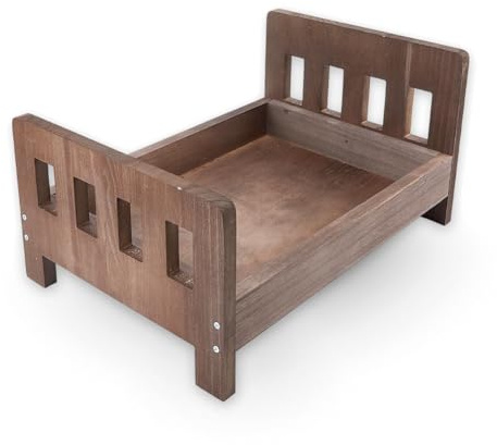 DICOSMETIC 1Pc Newborn Photography Props Bed Polyethylene Rustic Mini Bed 11.02x15.16x2.05 Inch Coconut Brown Vintage Baby Photoshoot Props Posing Photography Accessories