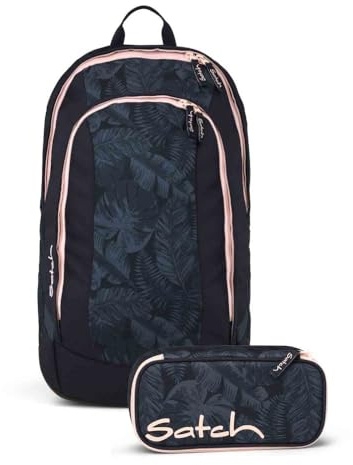 Satch Schulrucksack Set 2tlg. inkl. Schlamperbox (Midnight Jungle)