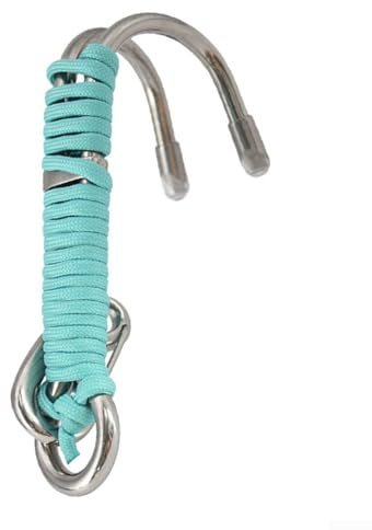 Gancho de buceo de doble cabeza, clip de seguridad de acero inoxidable 316 con clips de línea, equipo de buceo resistente al agua salada para buceo y esnórquel en fuerte (azul claro)