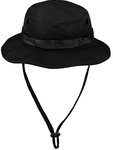 Black Snake Outdoor Boonie Hat für Damen & Herren - wasserdichter Anglerhut mit Belüftung & Kordel - atmungsaktiv & größenverstellbar - Sonnenhut XL Schwarz