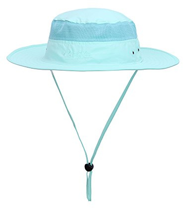 WANYING Kvinnor män utomhus bucket hatt fiskarhatt med hakband andas snabbtorkande solskydd för huvudomkrets 56–60 cm, Turkos, 56/60