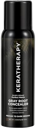 Keratherapy Keratin Infused Perfect Match Gray Root Concealer Spray, Dark Brown, 3 oz, 118 ml - Root Cover Up Spray to Hide Gray Roots - Keratin Therapy Hair Darkening & Temporary Scalp Concealer