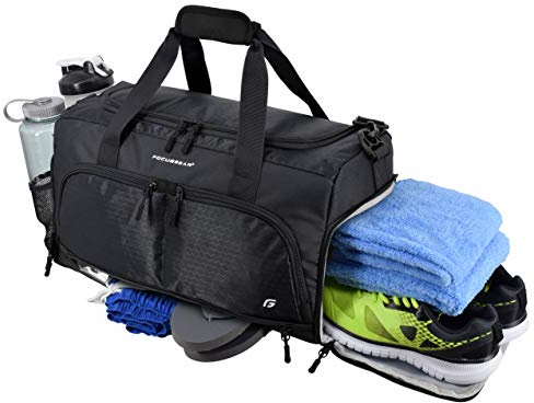 Ultimate Gym Bag 2.0: The Durable Crowdsource Designed Duffel Bag with 10 Optimal Compartments Including Water Resistant Pouch (Black, Medium (20))