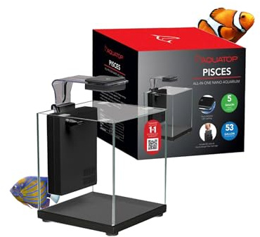 Aquatop Pisces Bullet Shaped Glass Aquarium - Nano Aquarium Kit, for Salt & Freshwater Fish Tanks - Mechanical, Chemical & Biological Filtration