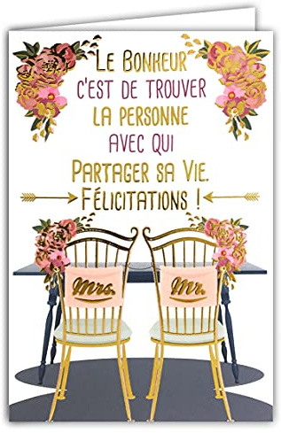 69-5054 Carte Félicitations Mariage Couple Mr Mrs Mme Le Bonheur c'est de trouver la personne avec qui partager sa vie